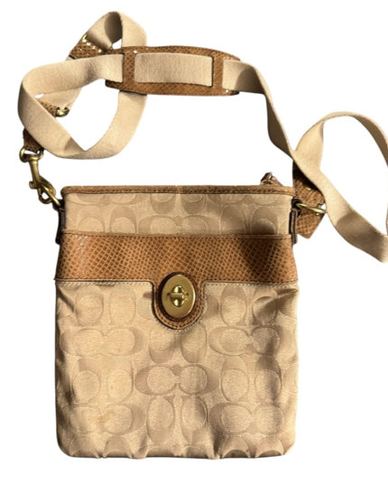 Vintage COACH Tan Logo Crossbody canvas Shoulder Bag