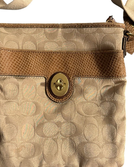 Vintage COACH Tan Logo Crossbody canvas Shoulder Bag