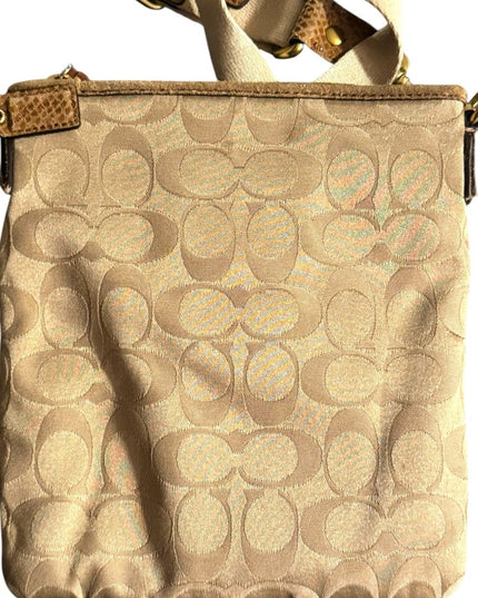 Vintage COACH Tan Logo Crossbody canvas Shoulder Bag