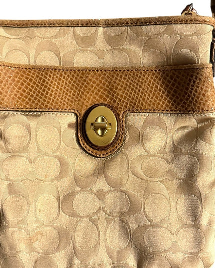 Vintage COACH Tan Logo Crossbody canvas Shoulder Bag