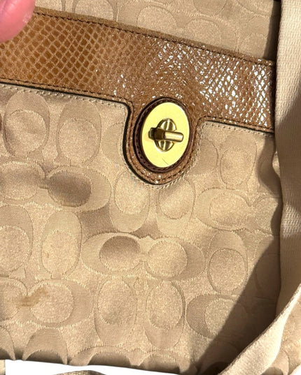 Vintage COACH Tan Logo Crossbody canvas Shoulder Bag