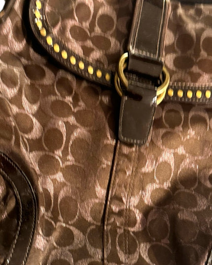 LIke New COACH Brown canvas & Leather Crossbody LOGO Bag purse