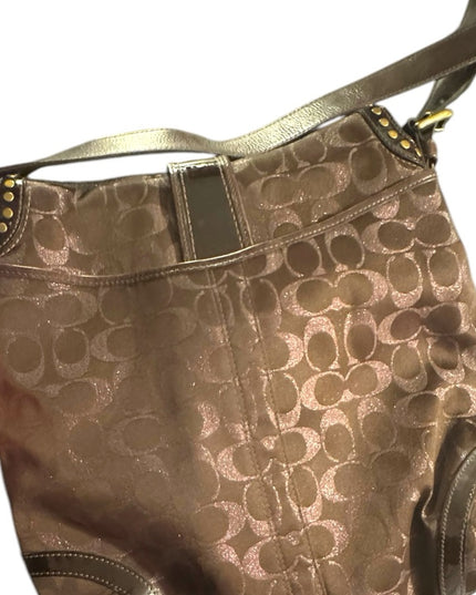 LIke New COACH Brown canvas & Leather Crossbody LOGO Bag purse