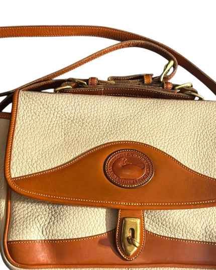 Vintage 1990s Dooney & Bourke Cream and Tan Leather Shoulder Bag