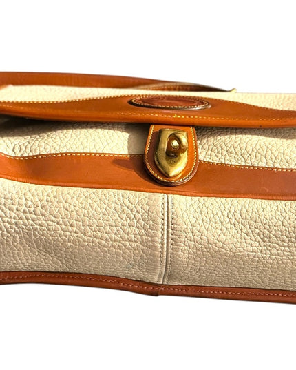 Vintage 1990s Dooney & Bourke Cream and Tan Leather Shoulder Bag