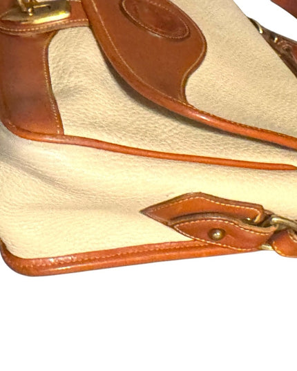 Vintage 1990s Dooney & Bourke Cream and Tan Leather Shoulder Bag