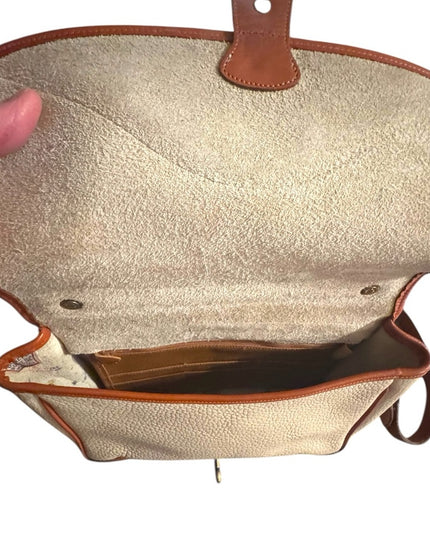Vintage 1990s Dooney & Bourke Cream and Tan Leather Shoulder Bag