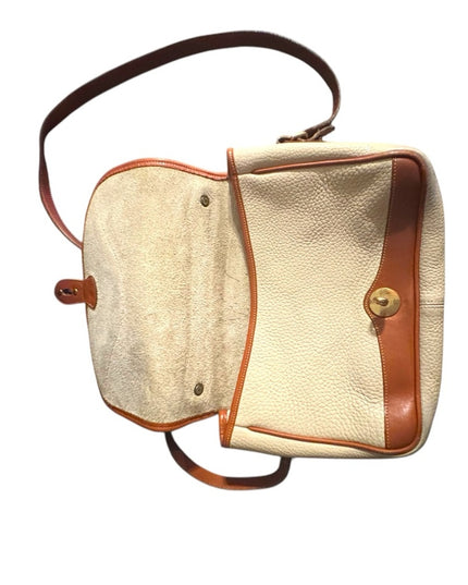 Vintage 1990s Dooney & Bourke Cream and Tan Leather Shoulder Bag