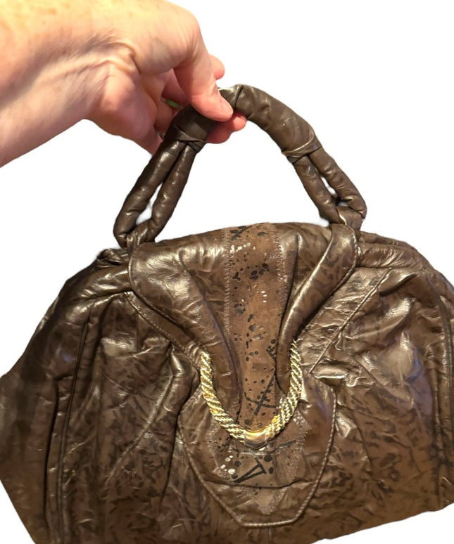 Elegant Large Clutch Vintage 1980s DANIER supple fancy Leather Shoulder …
