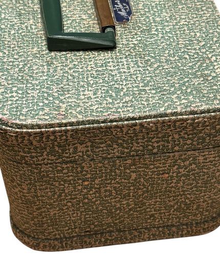 Vintage Green & cream textured 1960s Anchor Travel case suitcase makeup suitcase
