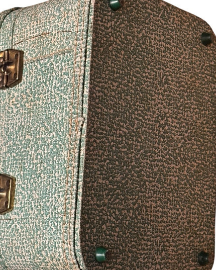 Vintage Green & cream textured 1960s Anchor Travel case suitcase makeup suitcase