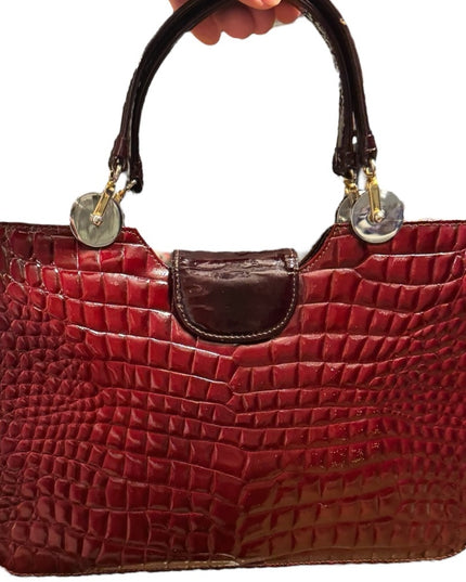 Vintage 1960s Millies Elegant Burgundy Crocodile-Embossed Handbag