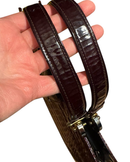 Vintage 1960s Millies Elegant Burgundy Crocodile-Embossed Handbag
