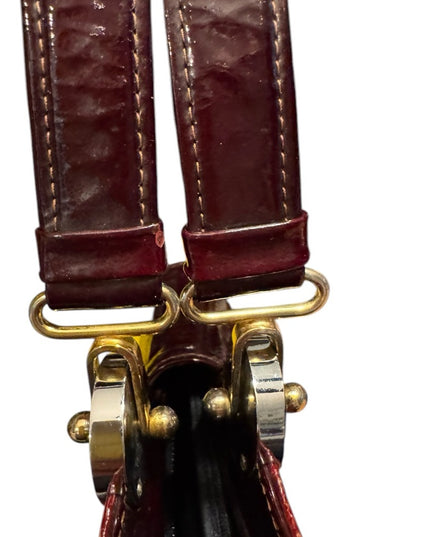 Vintage 1960s Millies Elegant Burgundy Crocodile-Embossed Handbag