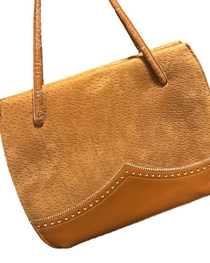 Elegant 1960s Lennox Bags Vintage Suede & leather fancy Tan Handbag