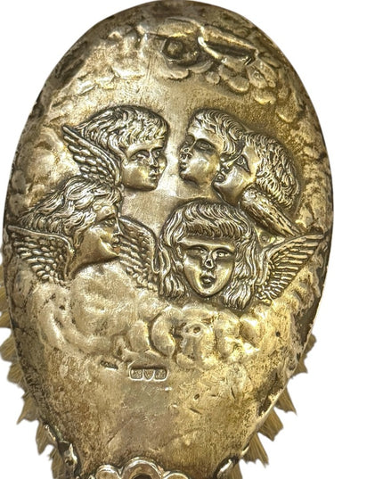 Elegant Antique Sterling Silver Brush Cherubs Angels Ornate Design