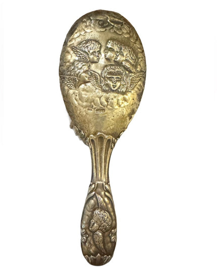 Elegant Antique Sterling Silver Brush Cherubs Angels Ornate Design