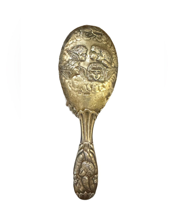 Elegant Antique Sterling Silver Brush Cherubs Angels Ornate Design