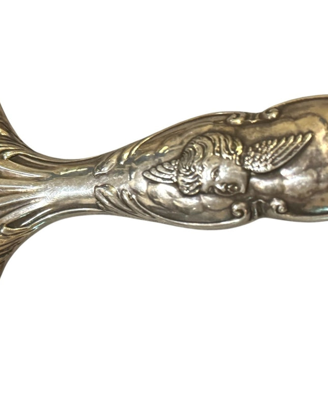 Antique  Sterling Silver 925 angel Cherub Hand Mirror