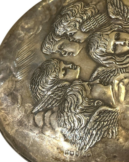 Antique  Sterling Silver 925 angel Cherub Hand Mirror
