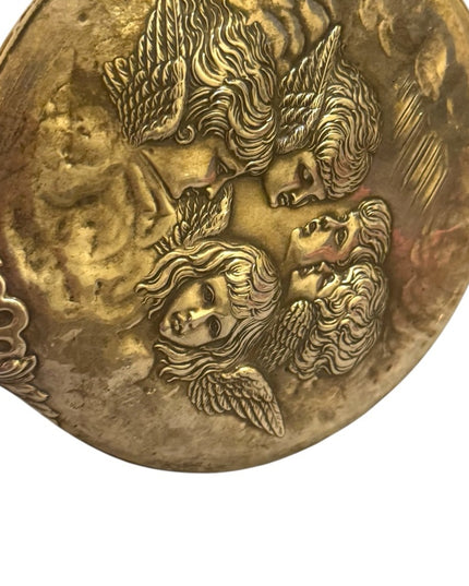 Antique  Sterling Silver 925 angel Cherub Hand Mirror