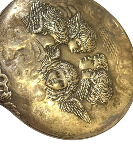 Antique  Sterling Silver 925 angel Cherub Hand Mirror