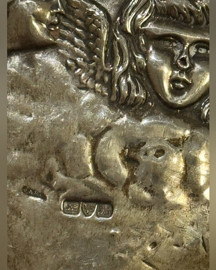 Elegant Antique Sterling Silver Brush Cherubs Angels Ornate Design