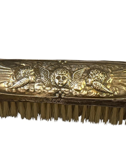 Antique Sterling Silver 925 clothing brush cherub Angel Design Victorian Deco