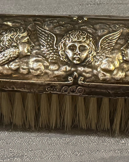 Antique Sterling Silver 925 clothing brush cherub Angel Design Victorian Deco
