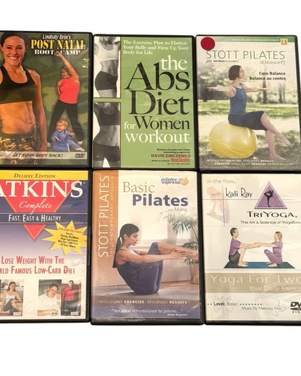 Fitness DVD Collection LOT of 6 Atkins Diet DVD Pilates Yoga