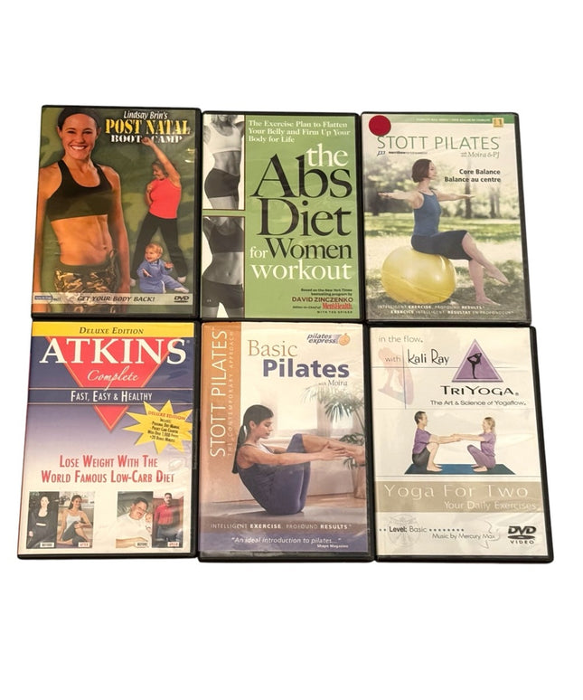 Fitness DVD Collection LOT of 6 Atkins Diet DVD Pilates Yoga
