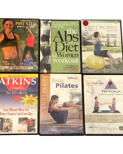Fitness DVD Collection LOT of 6 Atkins Diet DVD Pilates Yoga