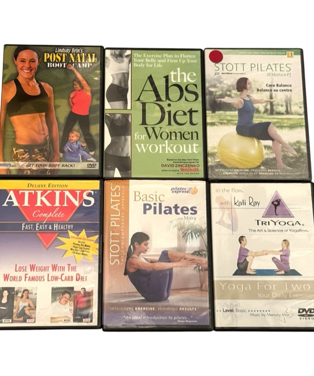 Fitness DVD Collection LOT of 6 Atkins Diet DVD Pilates Yoga