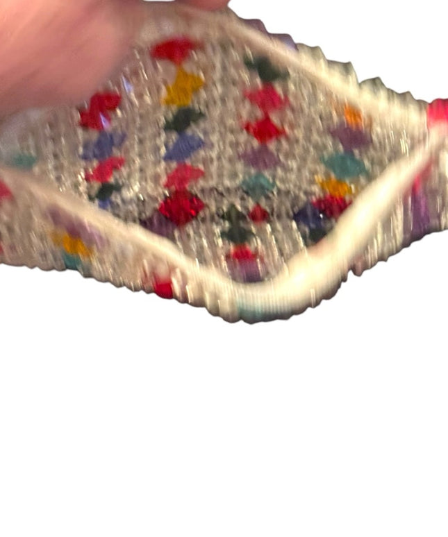 Vintage 1960s Handmade Multicolor Beaded Clutch makeup bag