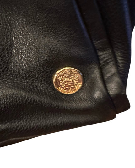 Lovely Vince Camuto Black Leather Tote Bag with gold accents