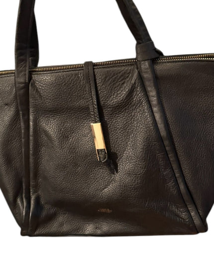 Lovely Vince Camuto Black Leather Tote Bag with gold accents