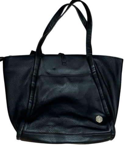 Lovely Vince Camuto Black Leather Tote Bag with gold accents