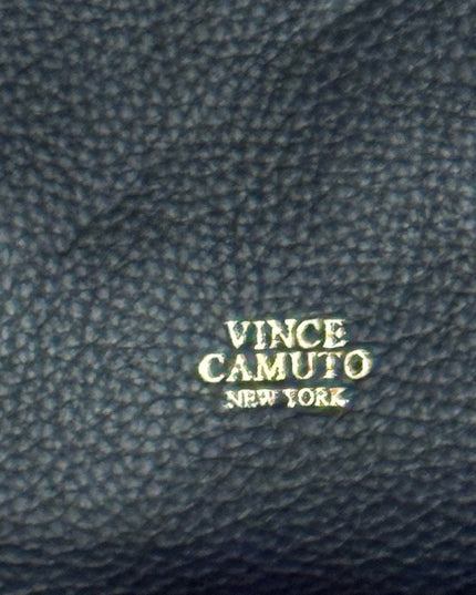 Lovely Vince Camuto Black Leather Tote Bag with gold accents