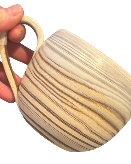 Striped Marbled Handmade pottery Ceramic Mug 20 OZ