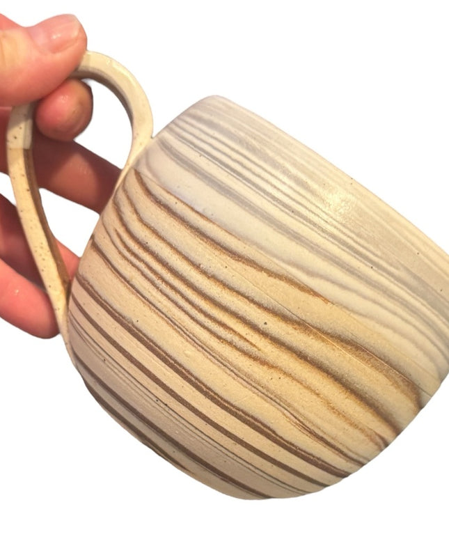 Striped Marbled Handmade pottery Ceramic Mug 20 OZ