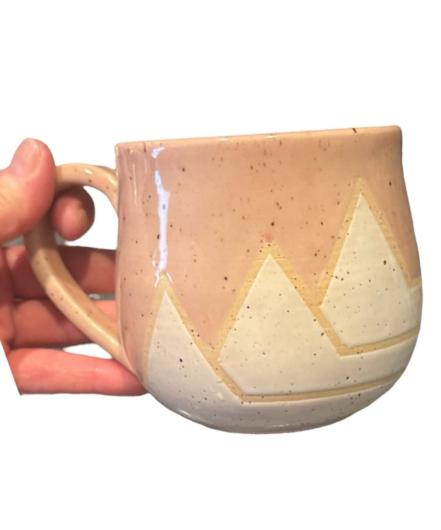 Handcrafted Handmade Pottery Ceramic Mug with Geometric Snow mountain Design