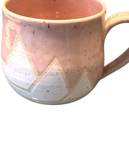 Handcrafted Handmade Pottery Ceramic Mug with Geometric Snow mountain Design