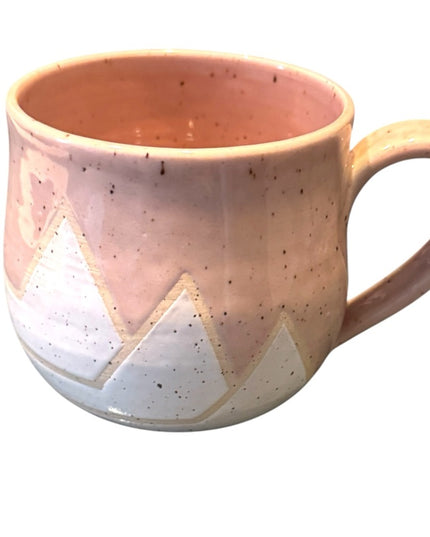 Handcrafted Handmade Pottery Ceramic Mug with Geometric Snow mountain Design