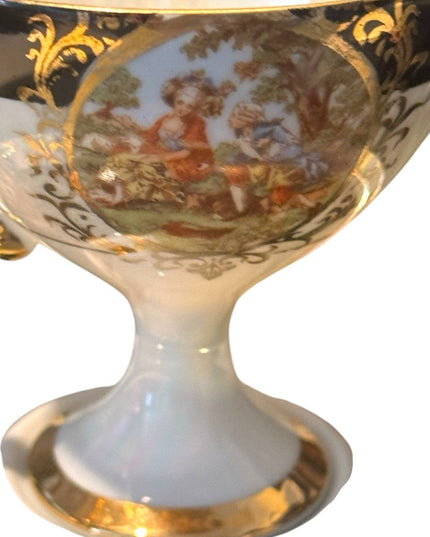 Elegant Vintage Shafford Gold and Black Teacup with Saucer