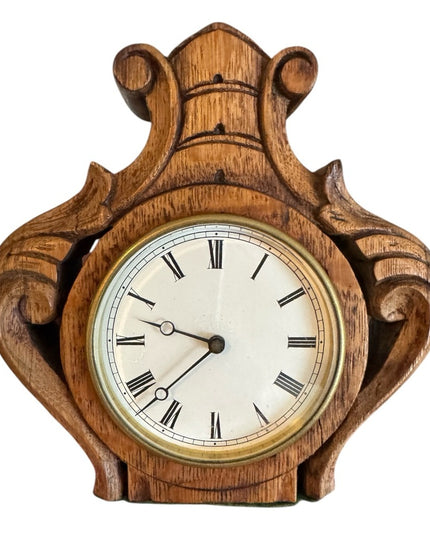 Elegant Vintage Mid Century Solid Wood Brown Wooden Mantle desk Clock BTY