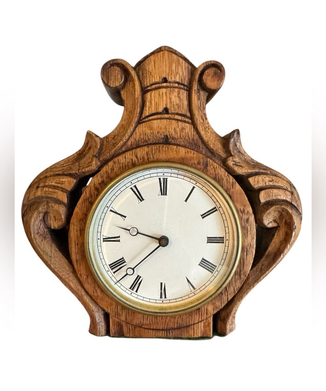Elegant Vintage Mid Century Solid Wood Brown Wooden Mantle desk Clock BTY