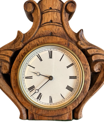 Elegant Vintage Mid Century Solid Wood Brown Wooden Mantle desk Clock BTY