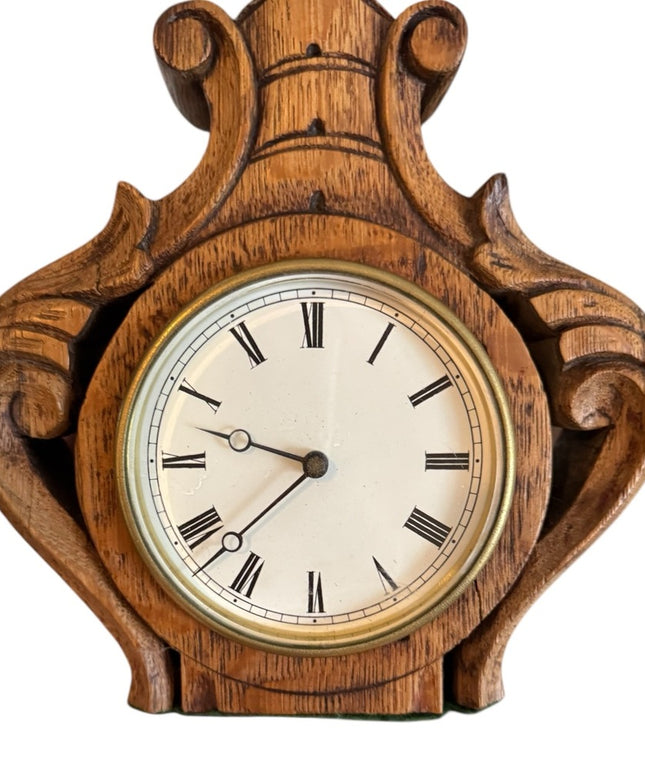 Elegant Vintage Mid Century Solid Wood Brown Wooden Mantle desk Clock BTY