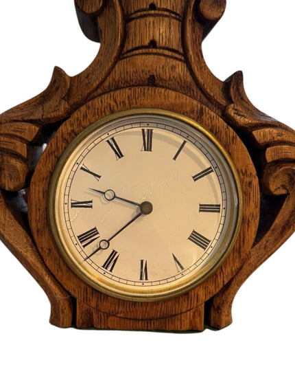 Elegant Vintage Mid Century Solid Wood Brown Wooden Mantle desk Clock BTY
