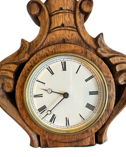 Elegant Vintage Mid Century Solid Wood Brown Wooden Mantle desk Clock BTY